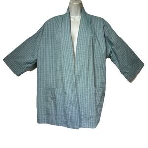 BF by beatriz Furest Spain blue 3/4 sleeve open front sweater cardigan OS